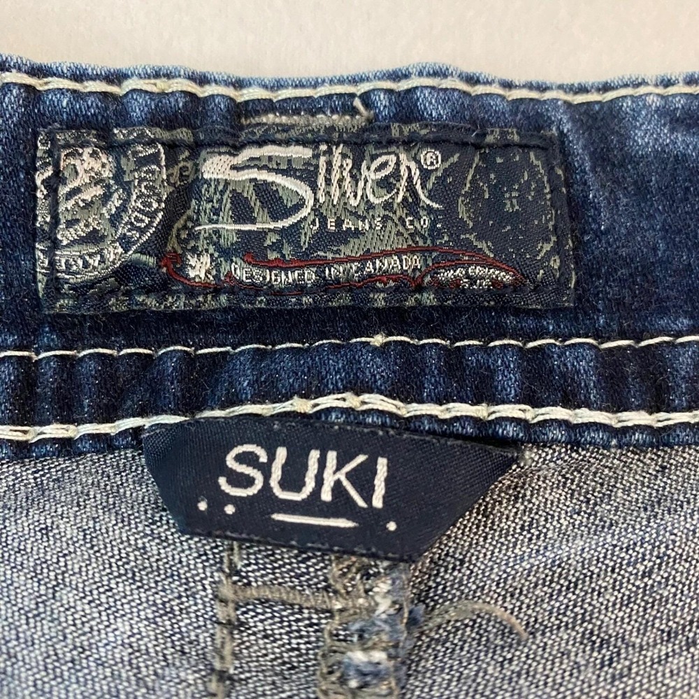 Silver Jeans Co Fluid Denim Suki Capri's Women's Embellished Pockets 30/22.5 EUC - Picture 11 of 14